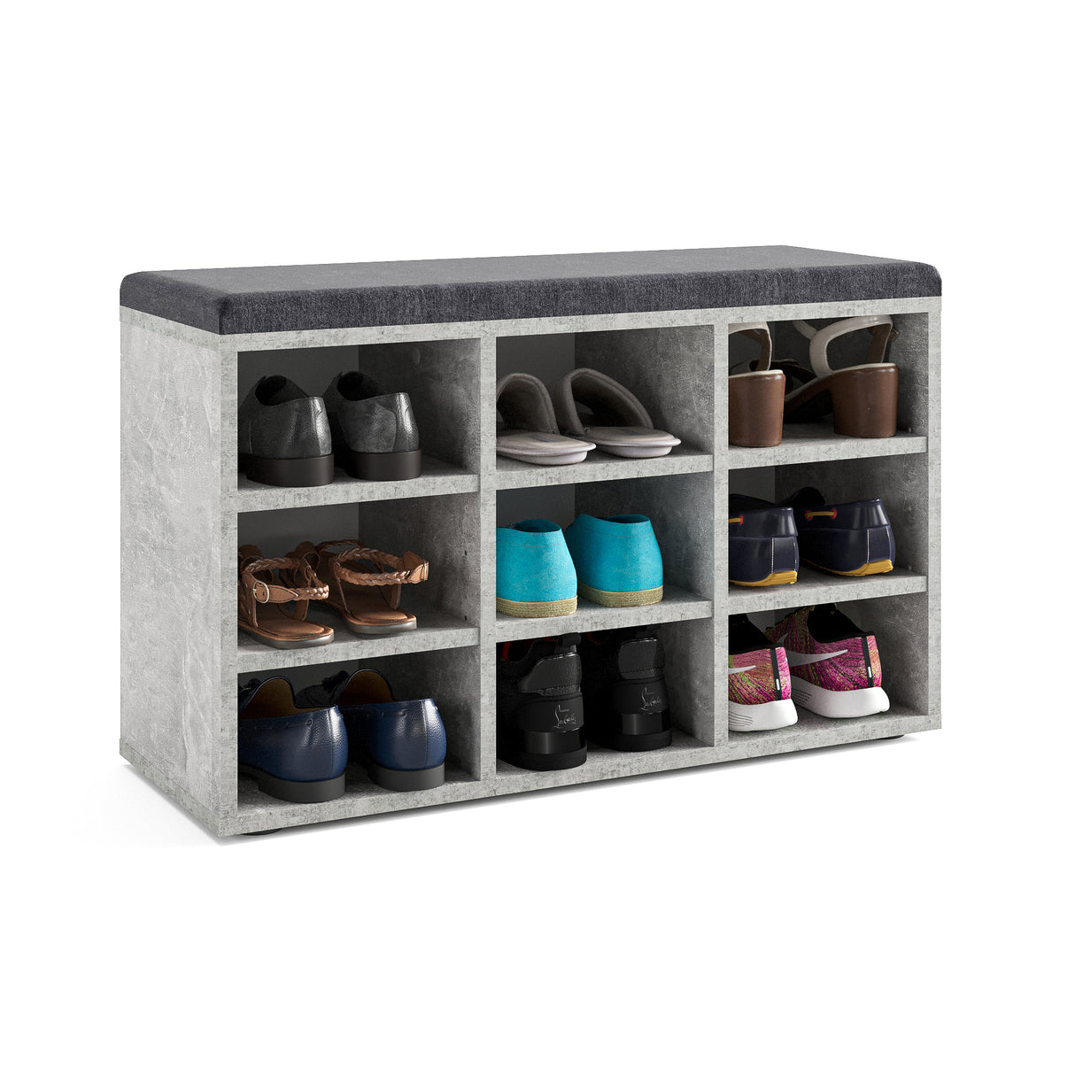 Schuhbank mit Sitzfläche mit 9 verstellbaren Fächern | Sofia 80