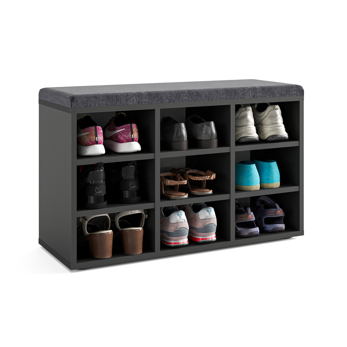 Schuhbank mit Sitzfläche mit 9 verstellbaren Fächern | Sofia 80