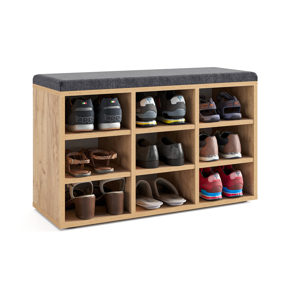 Schuhbank mit Sitzfläche mit 9 verstellbaren Fächern | Sofia 80