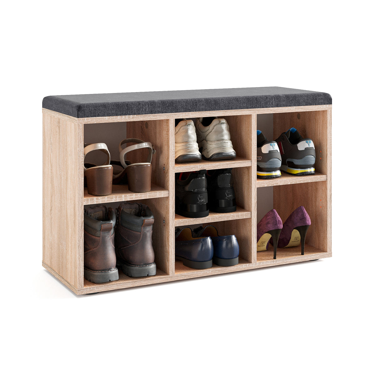 Schuhbank mit Sitzfläche mit 9 verstellbaren Fächern | Sofia 80