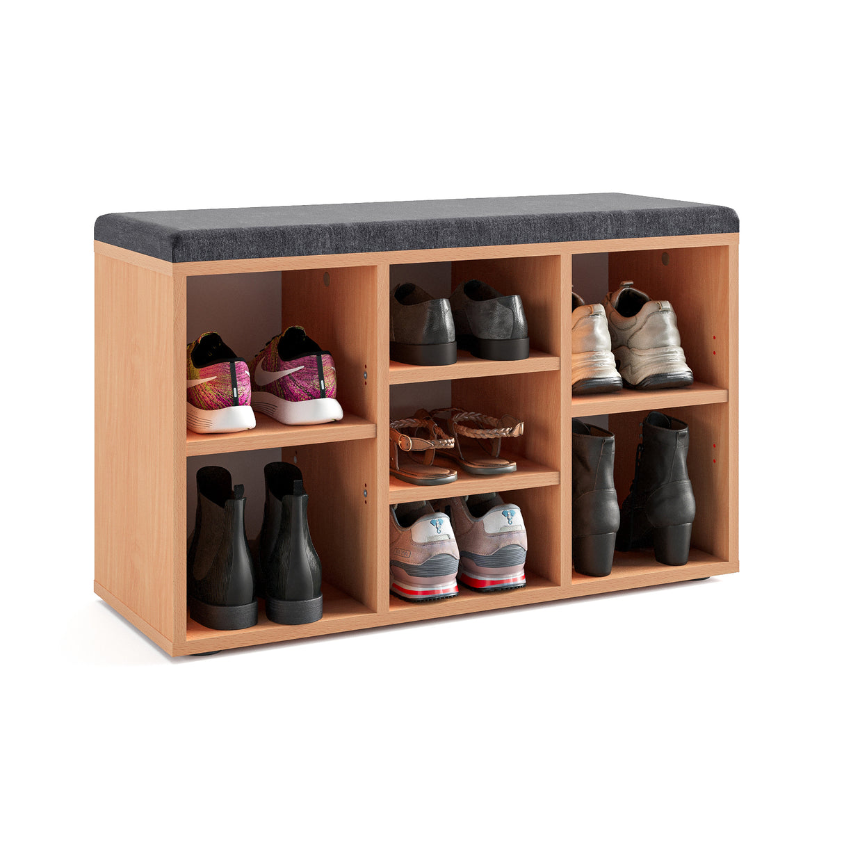 Schuhbank mit Sitzfläche mit 9 verstellbaren Fächern | Sofia 80