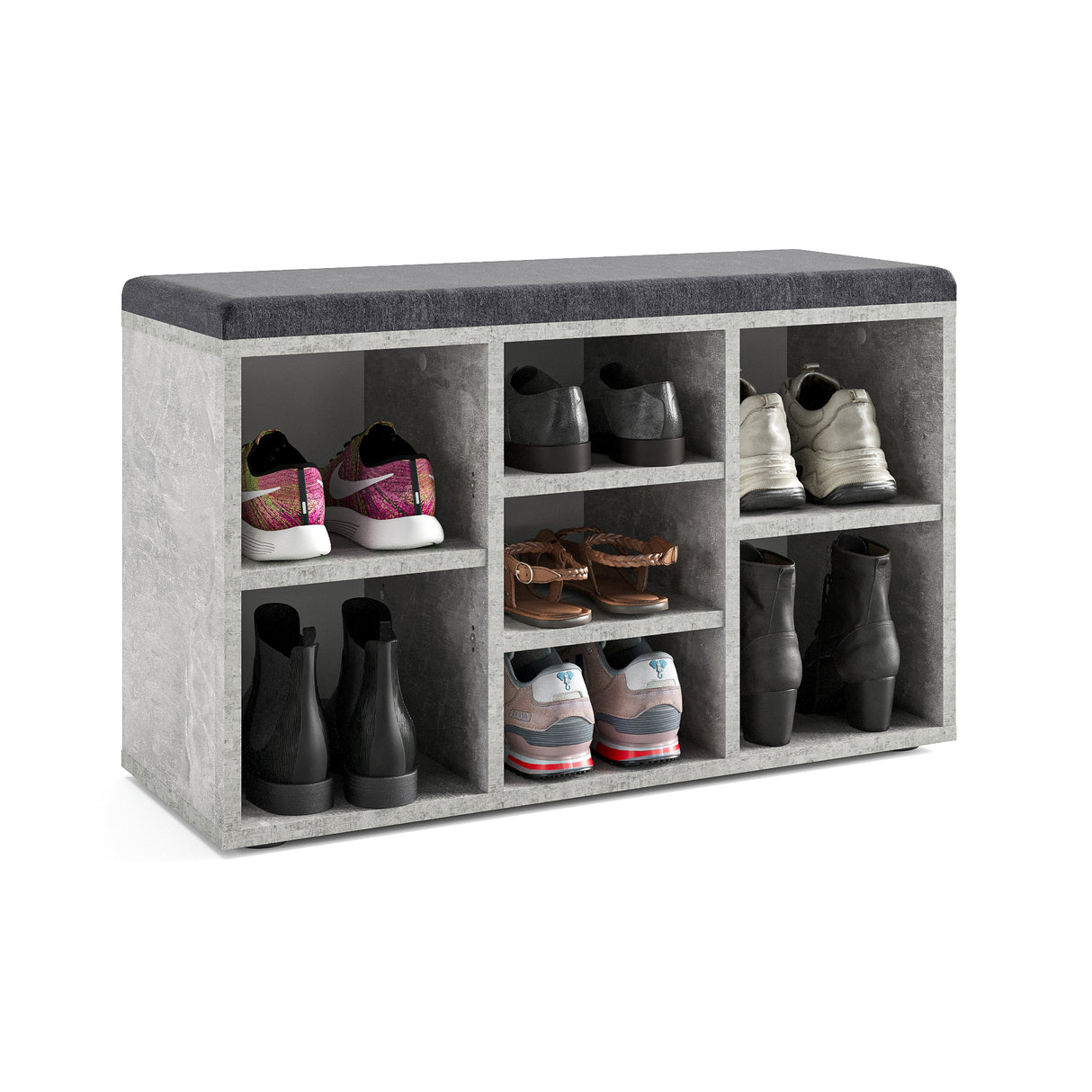 Schuhbank mit Sitzfläche mit 9 verstellbaren Fächern | Sofia 80