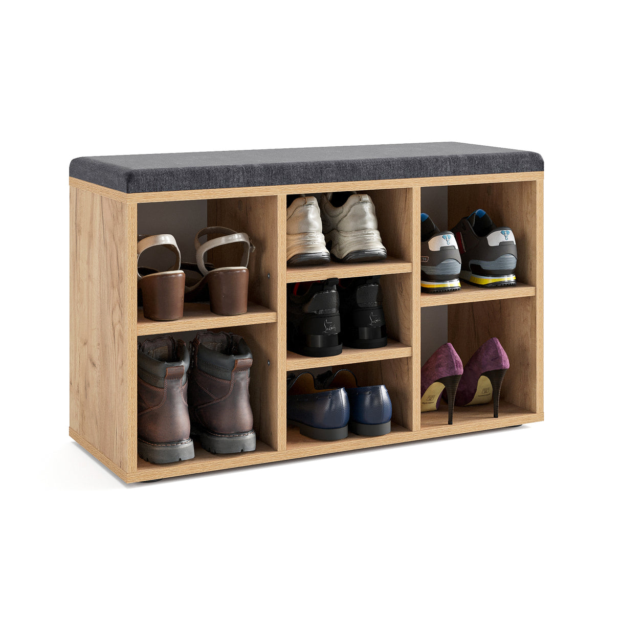 Schuhbank mit Sitzfläche mit 9 verstellbaren Fächern | Sofia 80