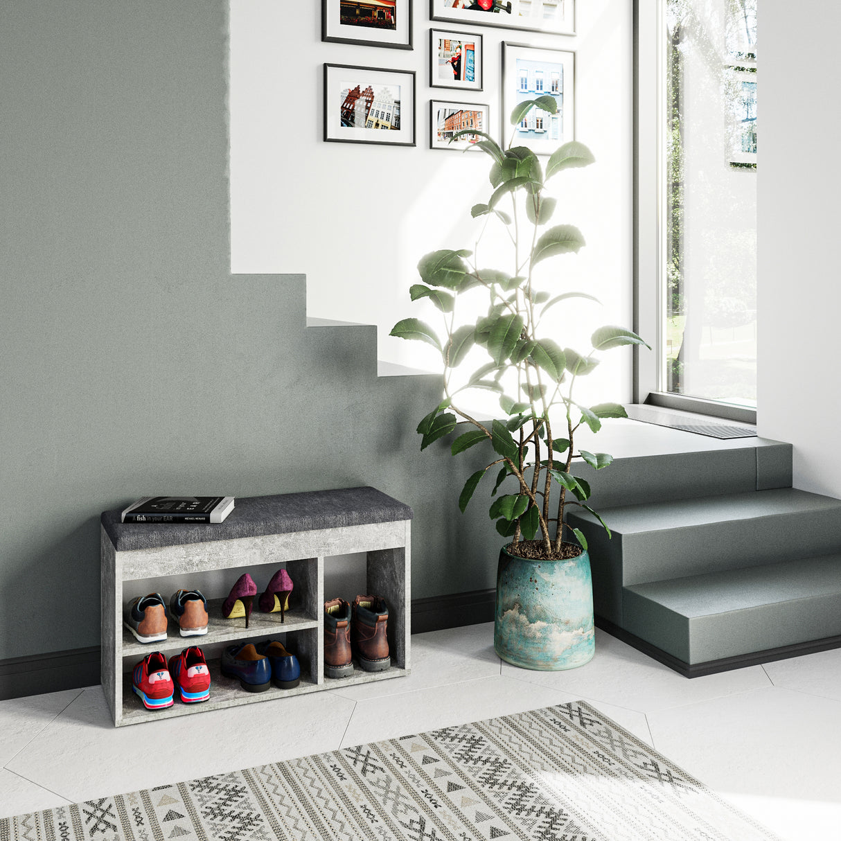 Schuhbank mit Sitzfläche, Garderobenbank | Sofia 8