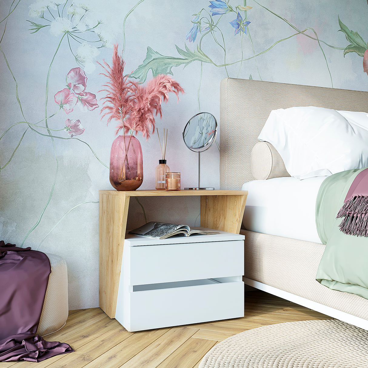 Nachttisch mit 2 Schubladen | Shift