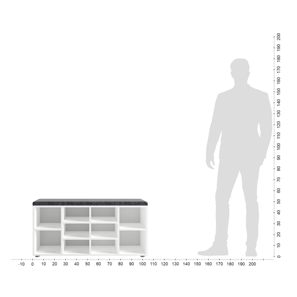 Schuhbank mit Sitzfläche mit 10 Fächern | Sofia 104