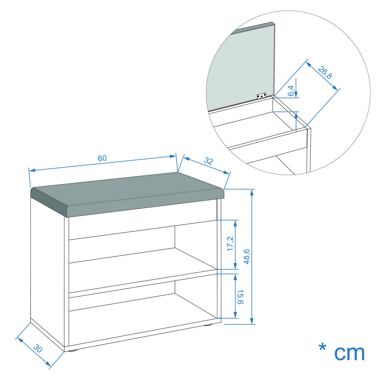 Schuhbank mit Sitzfläche | Sofia 60