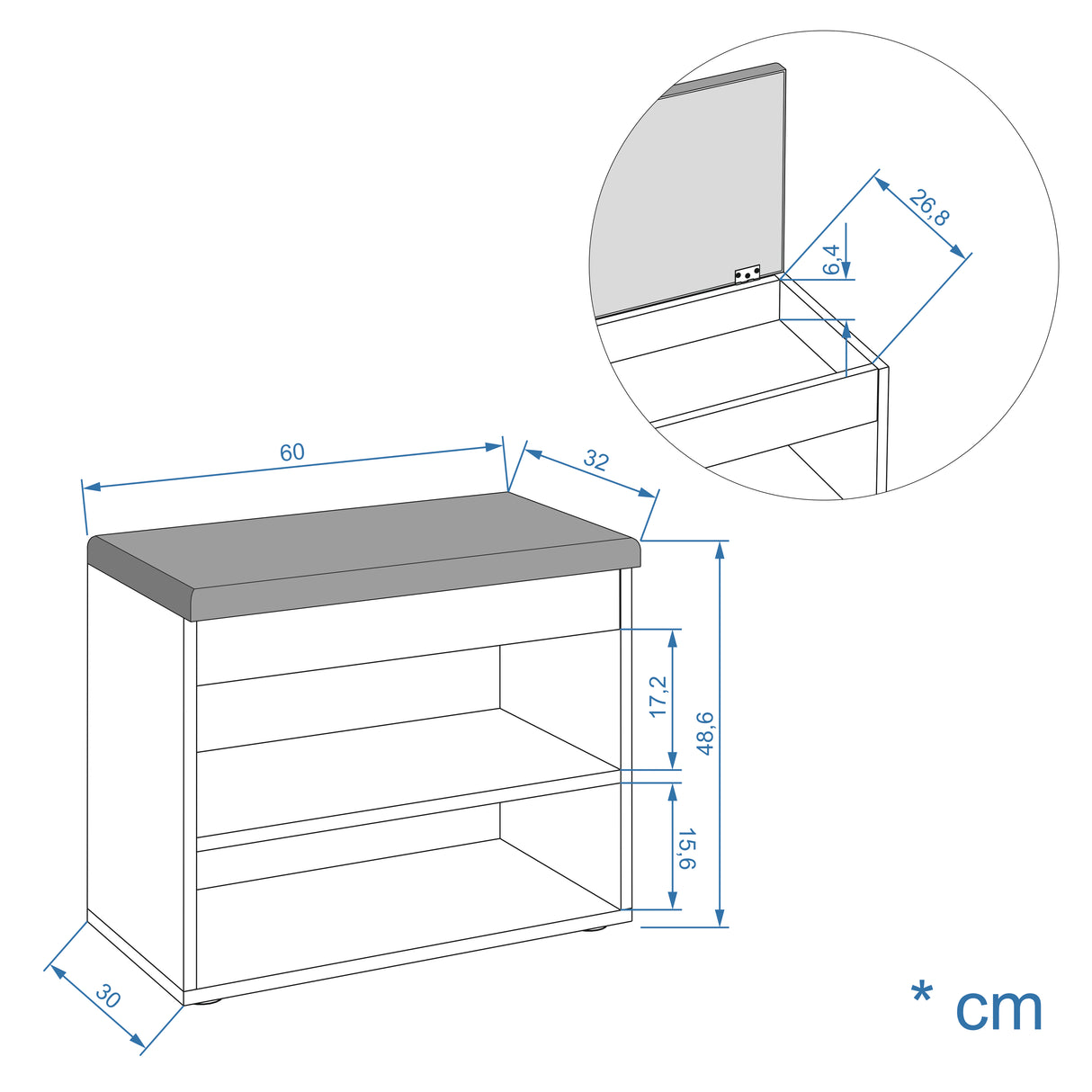 Schuhbank mit Sitzfläche | Sofia 60