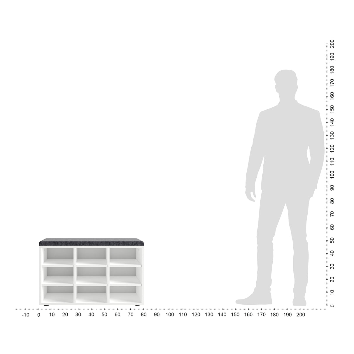 Schuhbank mit Sitzfläche mit 9 verstellbaren Fächern | Sofia 80