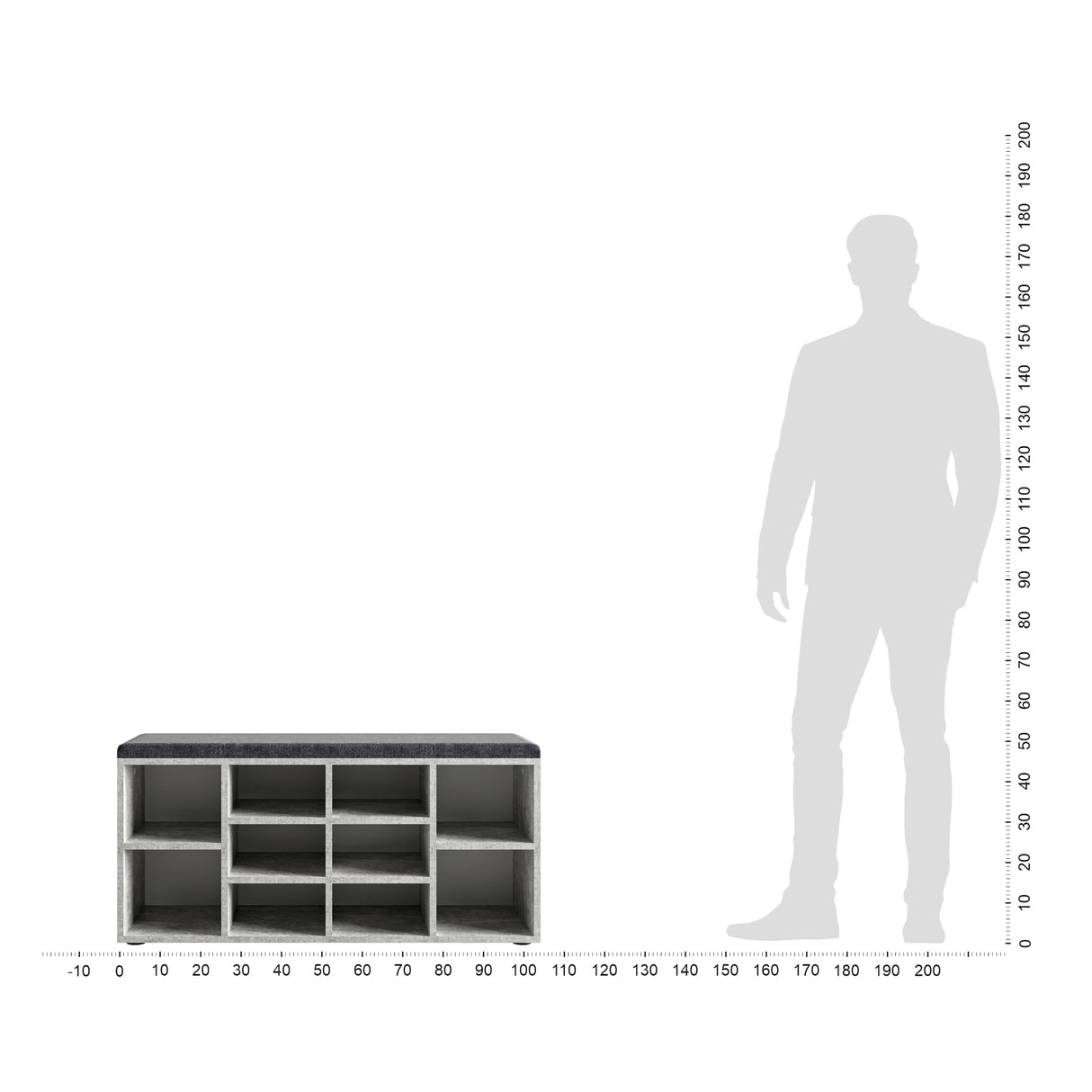 Schuhbank mit Sitzfläche mit 10 Fächern | Sofia 104