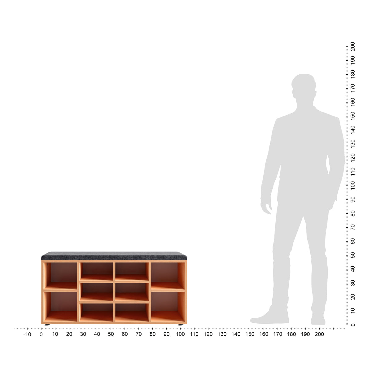 Schuhbank mit Sitzfläche mit 10 Fächern | Sofia 104