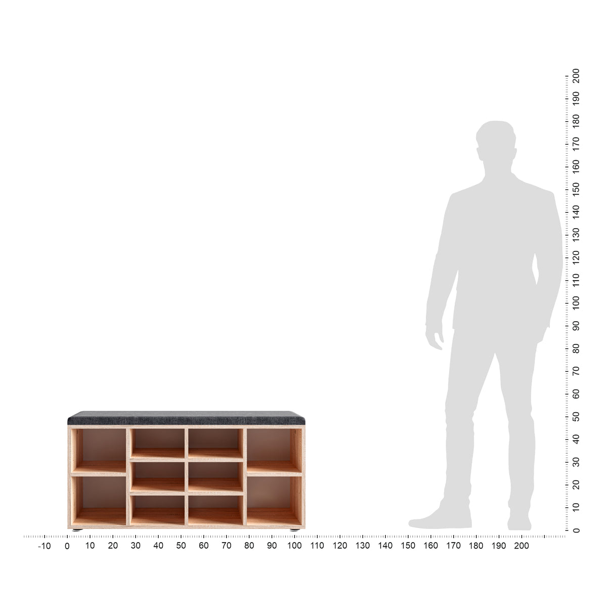 Schuhbank mit Sitzfläche mit 10 Fächern | Sofia 104