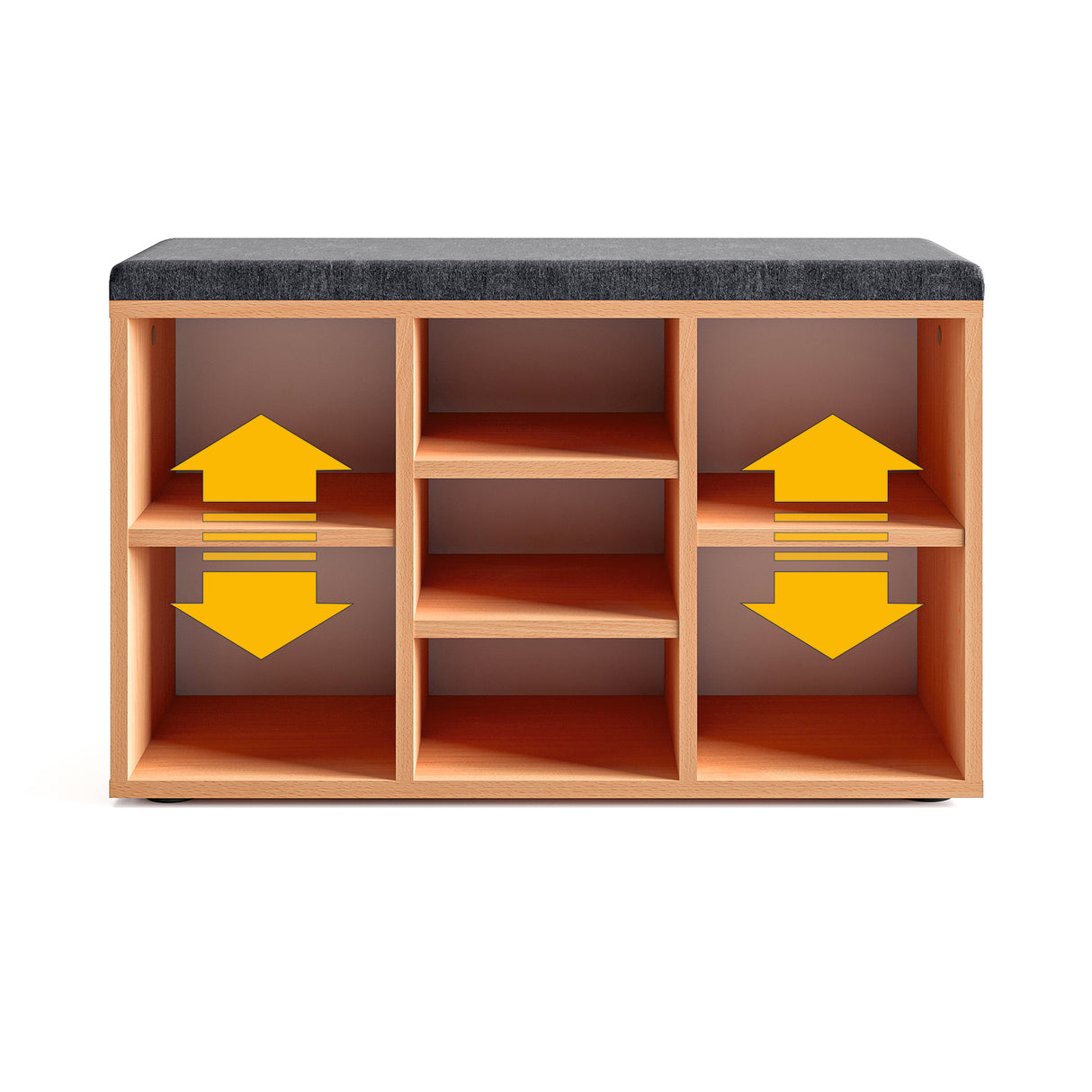 Schuhbank mit Sitzfläche mit 9 verstellbaren Fächern | Sofia 80