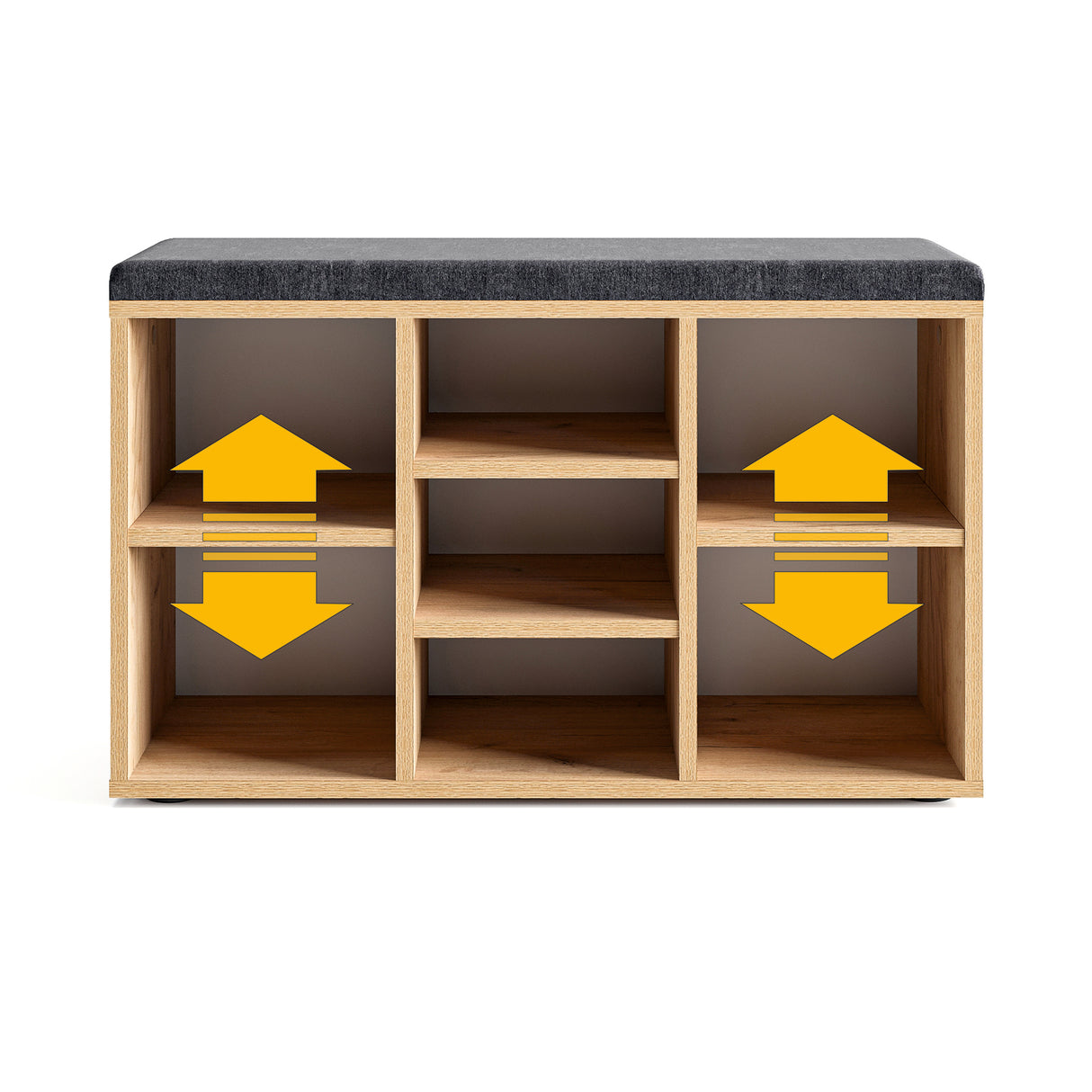 Schuhbank mit Sitzfläche mit 9 verstellbaren Fächern | Sofia 80