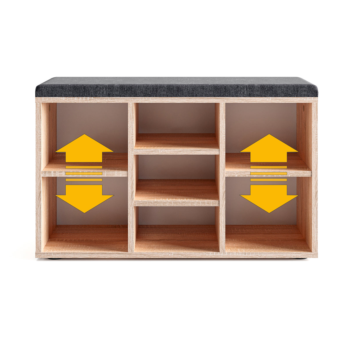 Schuhbank mit Sitzfläche mit 9 verstellbaren Fächern | Sofia 80