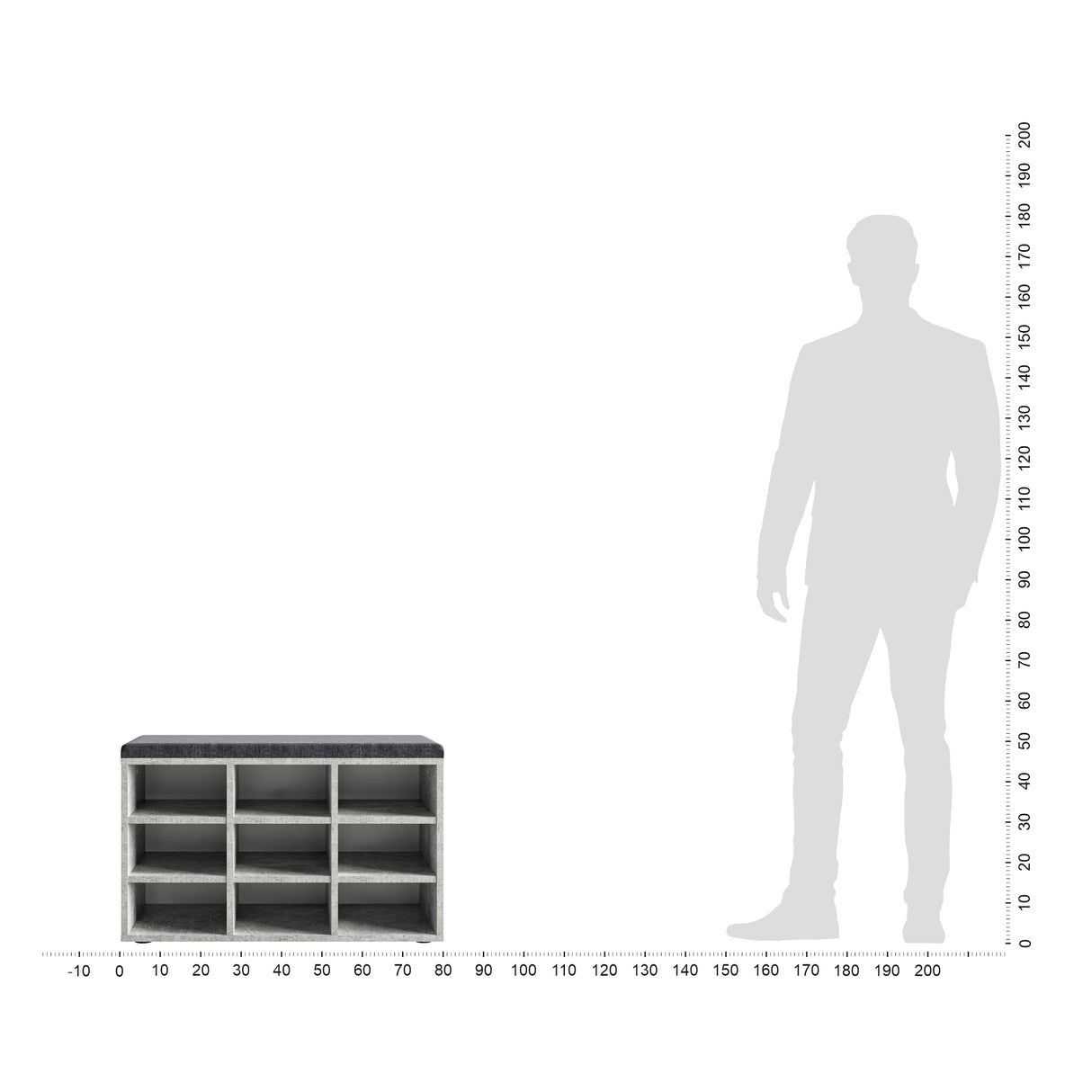 Schuhbank mit Sitzfläche mit 9 verstellbaren Fächern | Sofia 80