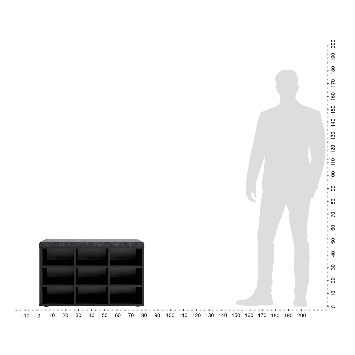 Schuhbank mit Sitzfläche mit 9 verstellbaren Fächern | Sofia 80