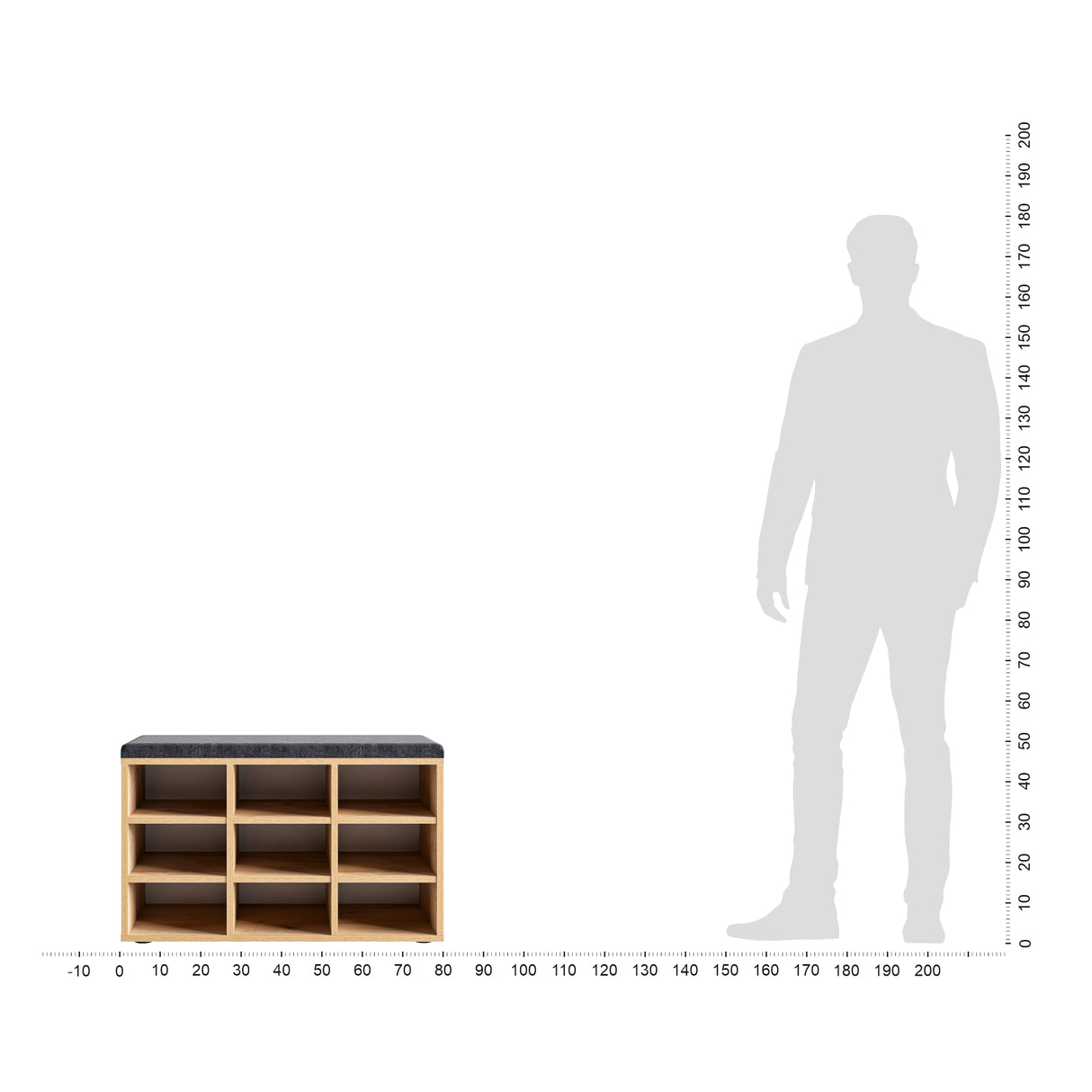 Schuhbank mit Sitzfläche mit 9 verstellbaren Fächern | Sofia 80