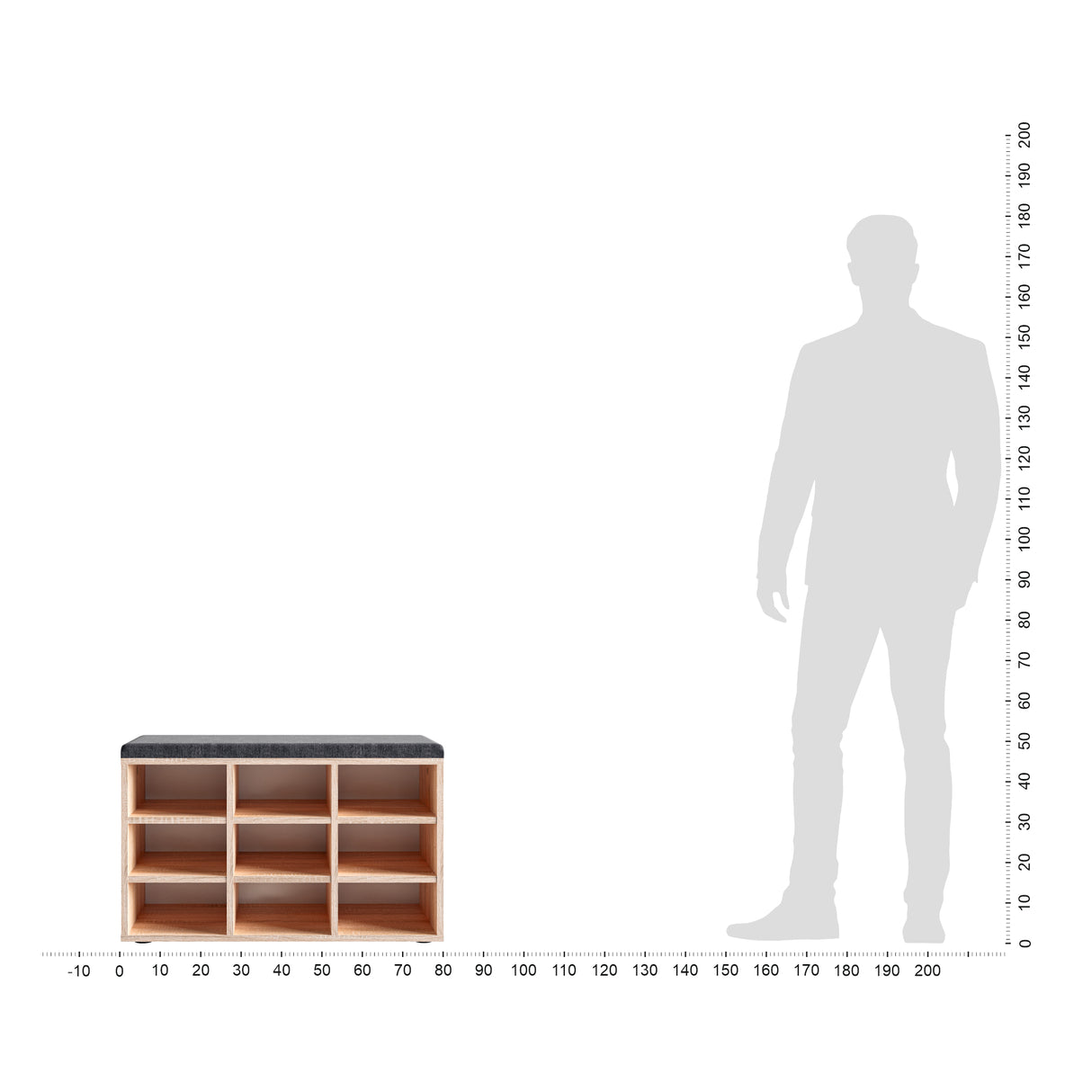 Schuhbank mit Sitzfläche mit 9 verstellbaren Fächern | Sofia 80