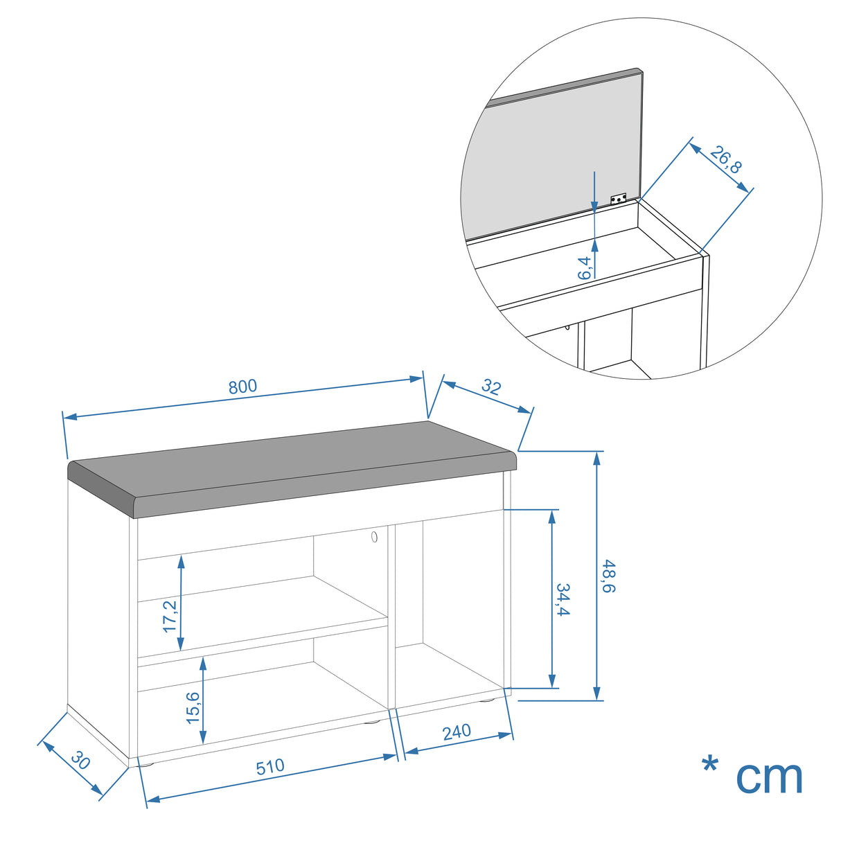 Schuhbank mit Sitzfläche, Garderobenbank | Sofia 8