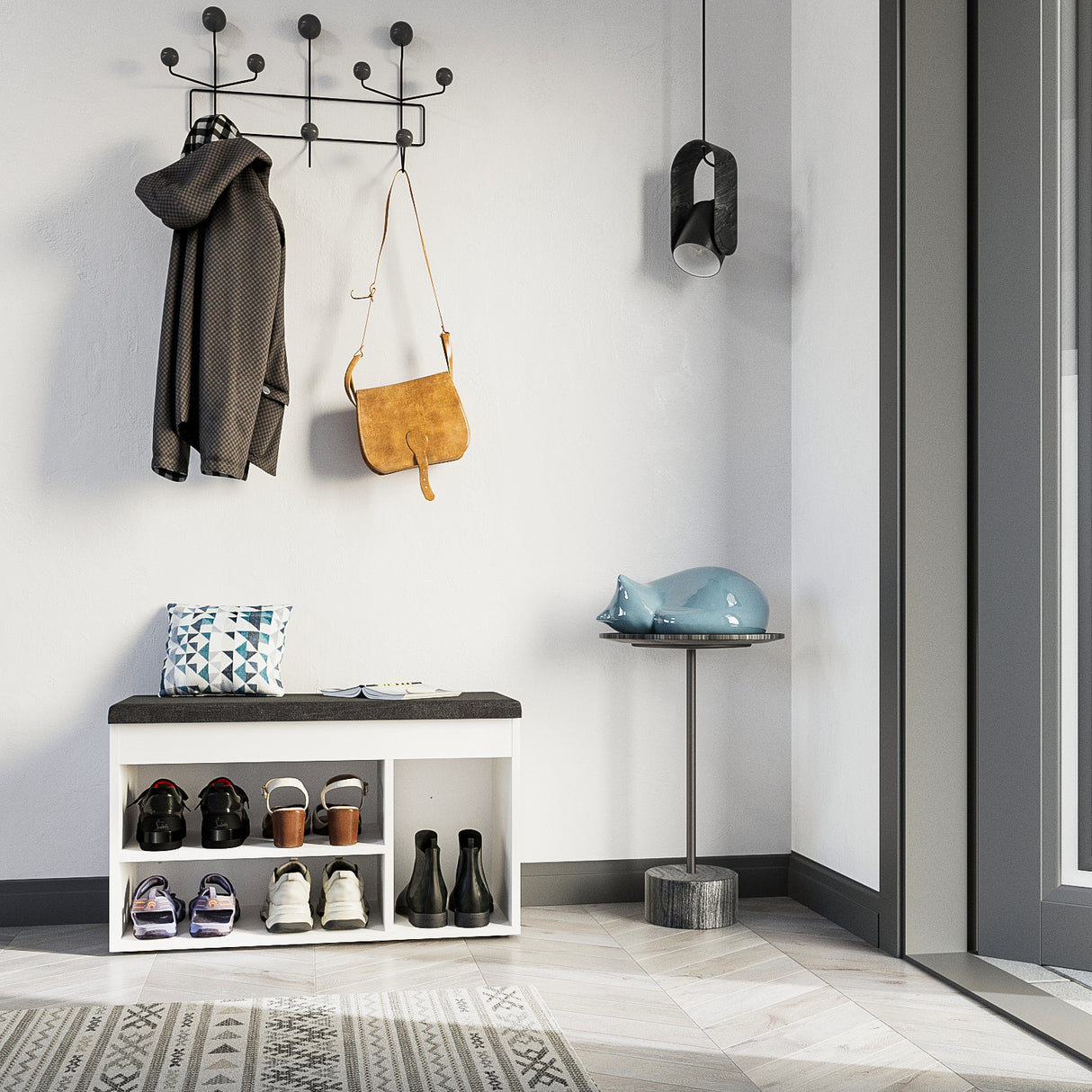 Schuhbank mit Sitzfläche, Garderobenbank | Sofia 8