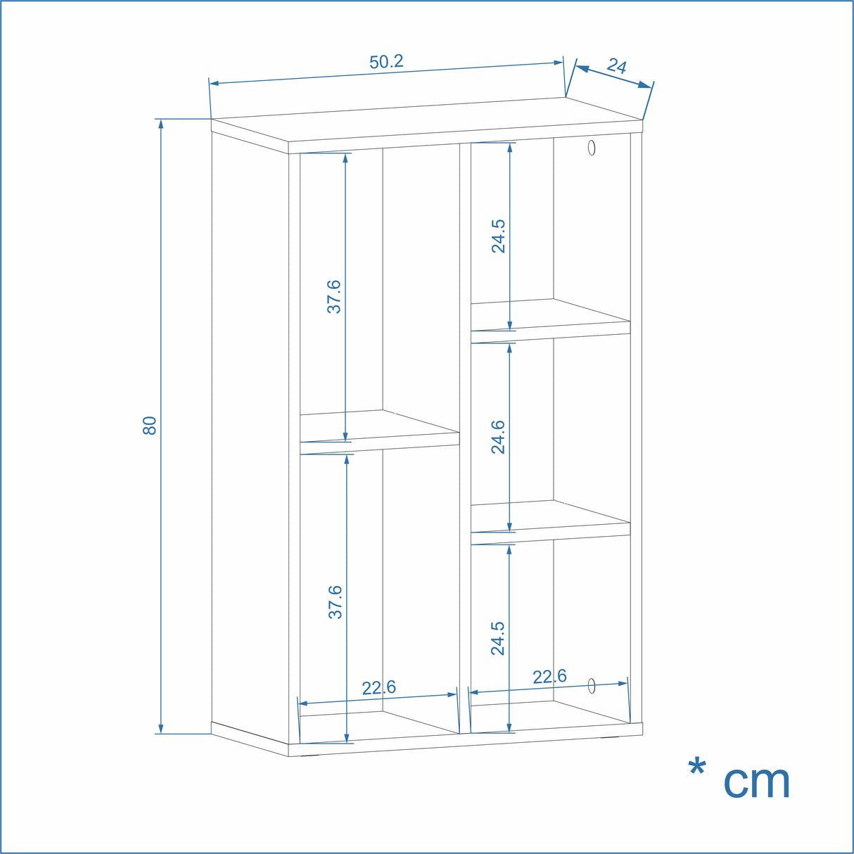 Regal Schmal mit 5 Fächern | Sola 5x2er Set