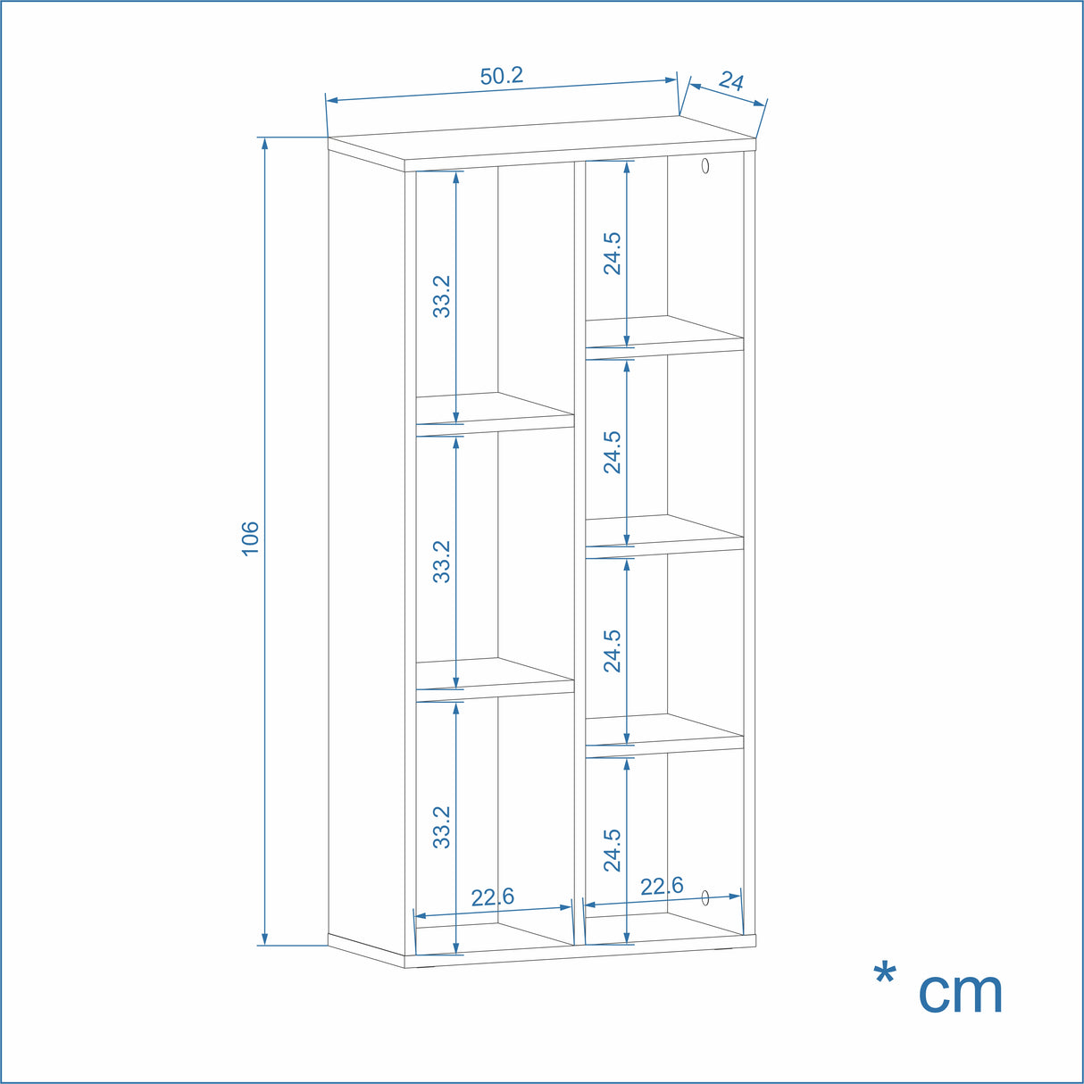 Regal Schmal mit 7 Fächern | Sola 7