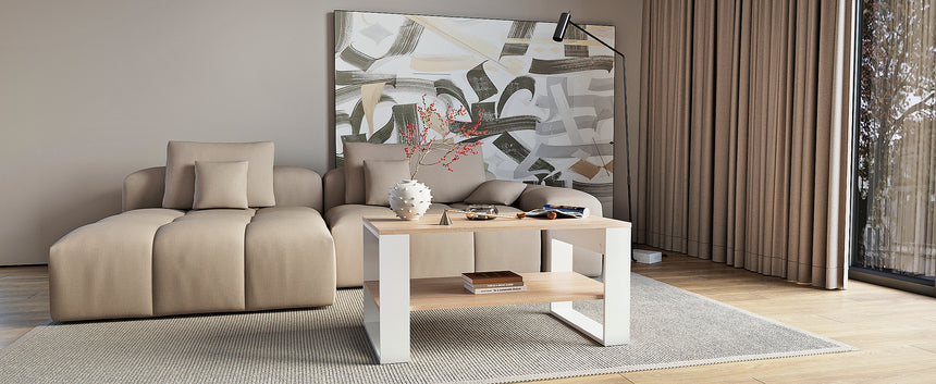 Tavolino da salotto TOKI — Rovere Sonoma / Bianco