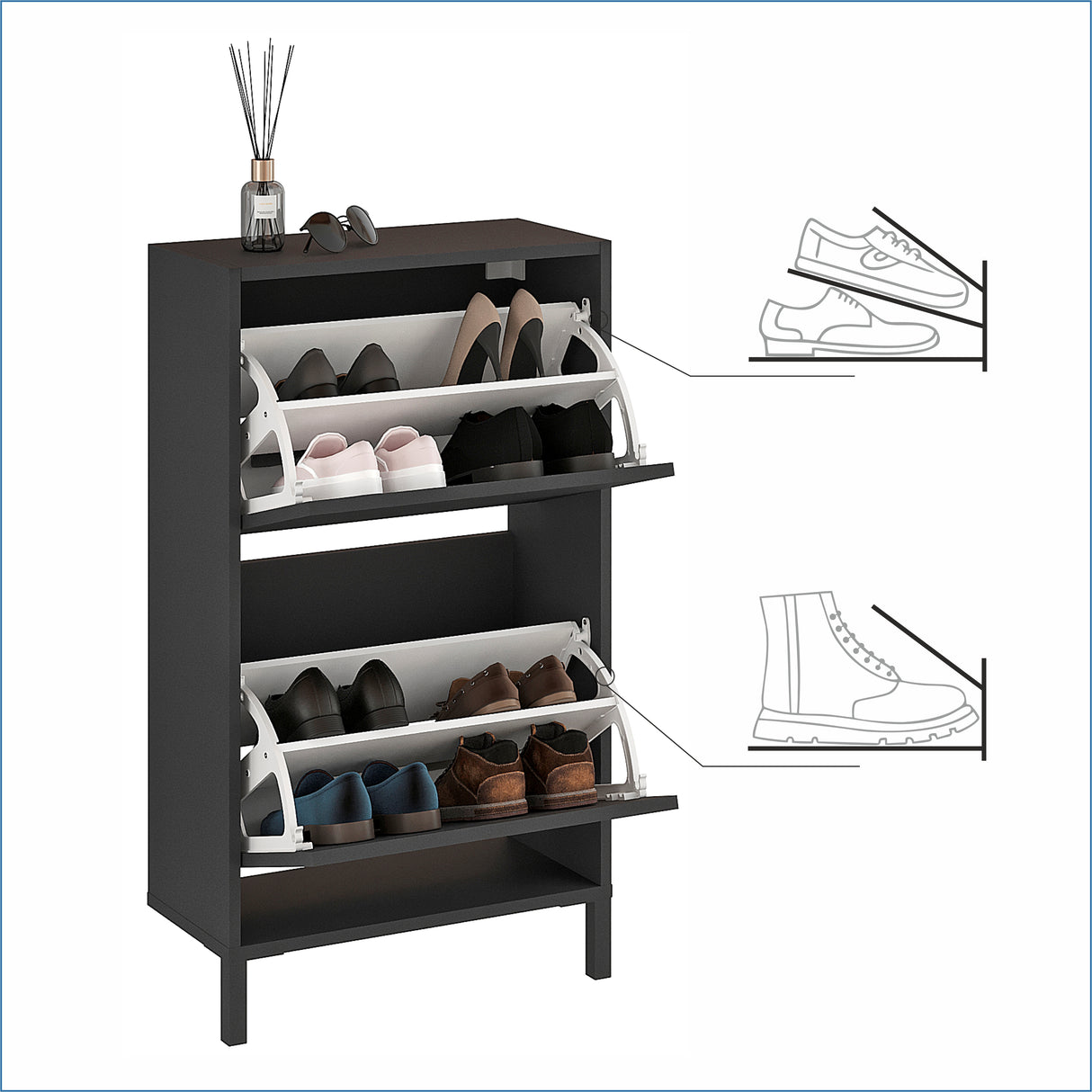 Schuhregal Geschlossen mit 2 Klappen | Trek 2