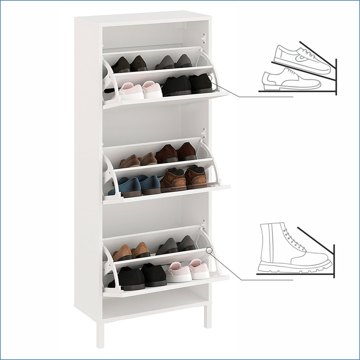 Schuhregal Geschlossen mit 3 Klappen | Trek 3