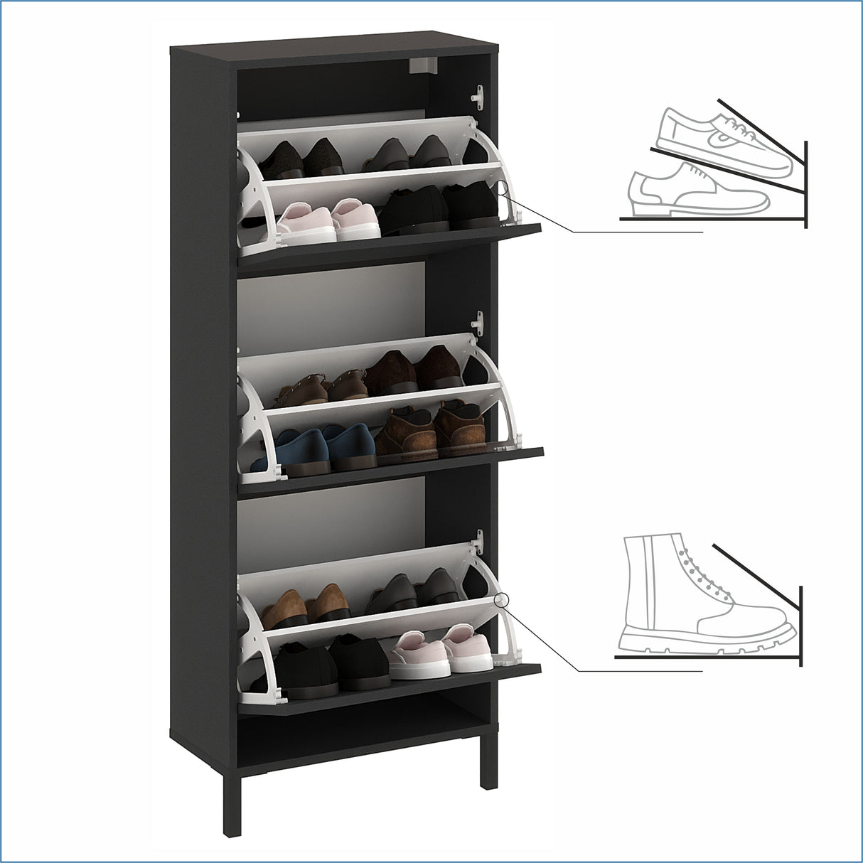 Schuhregal Geschlossen mit 3 Klappen | Trek 3