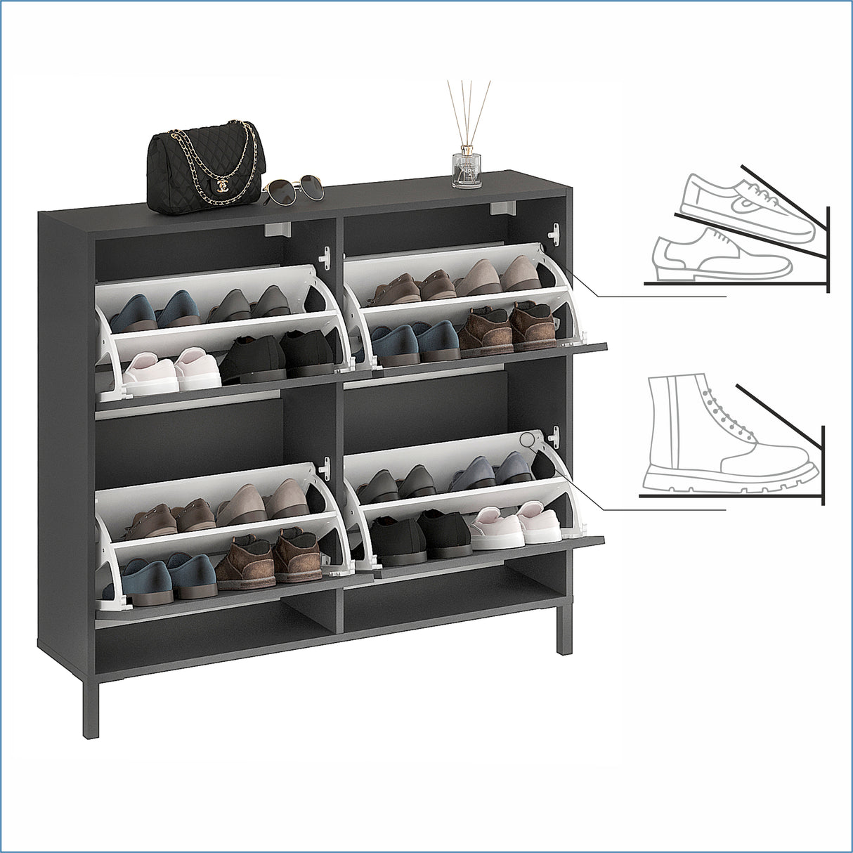 Schuhregal Geschlossen mit 4 Klappen | Trek 4