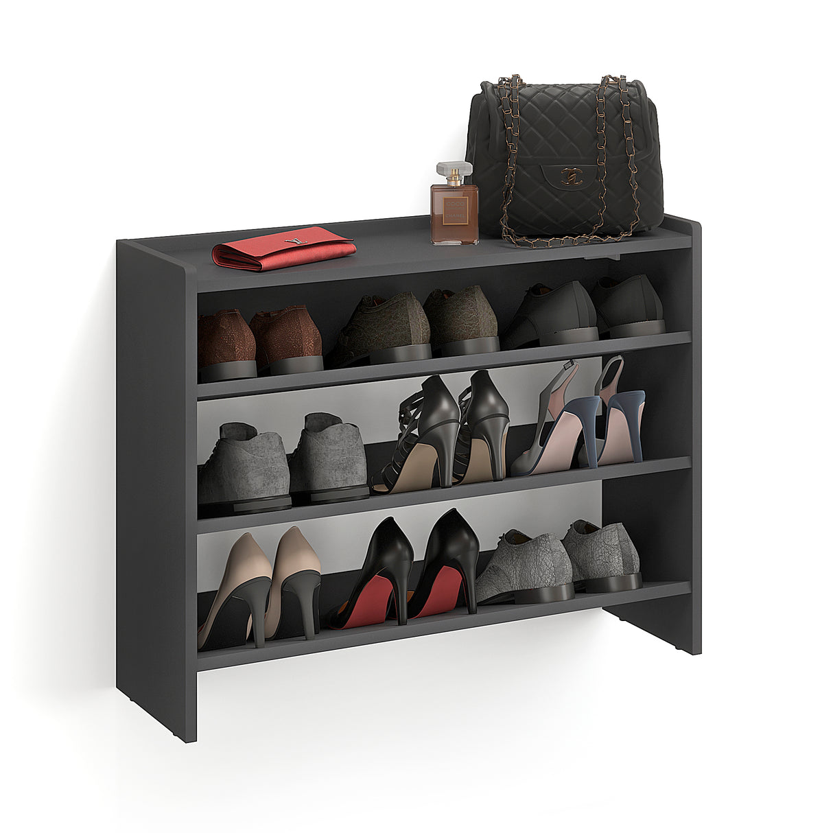 KOMTO Schuhregal Schmal mit 3 Ebenen | Elexis 3