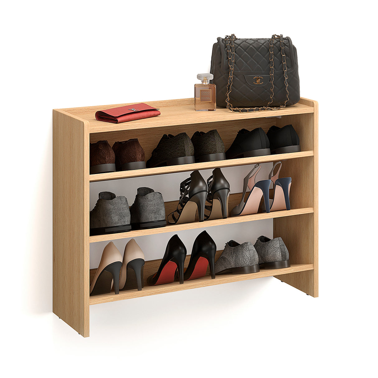 KOMTO Schuhregal Schmal mit 3 Ebenen | Elexis 3