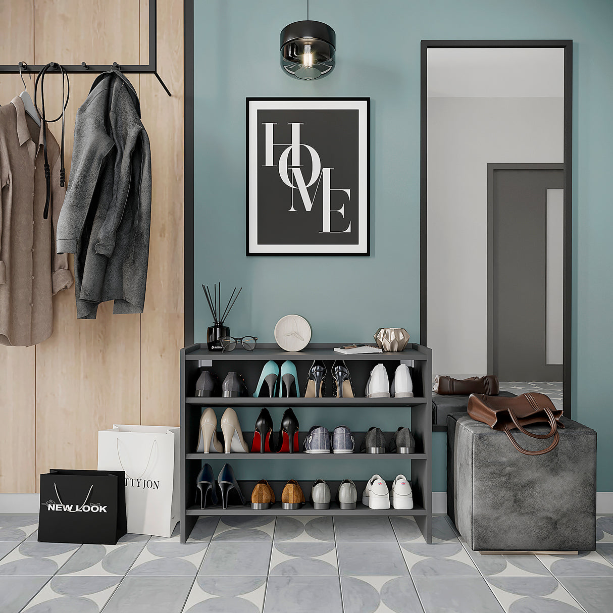 KOMTO Schuhregal Schmal mit 3 Ebenen | Elexis 3