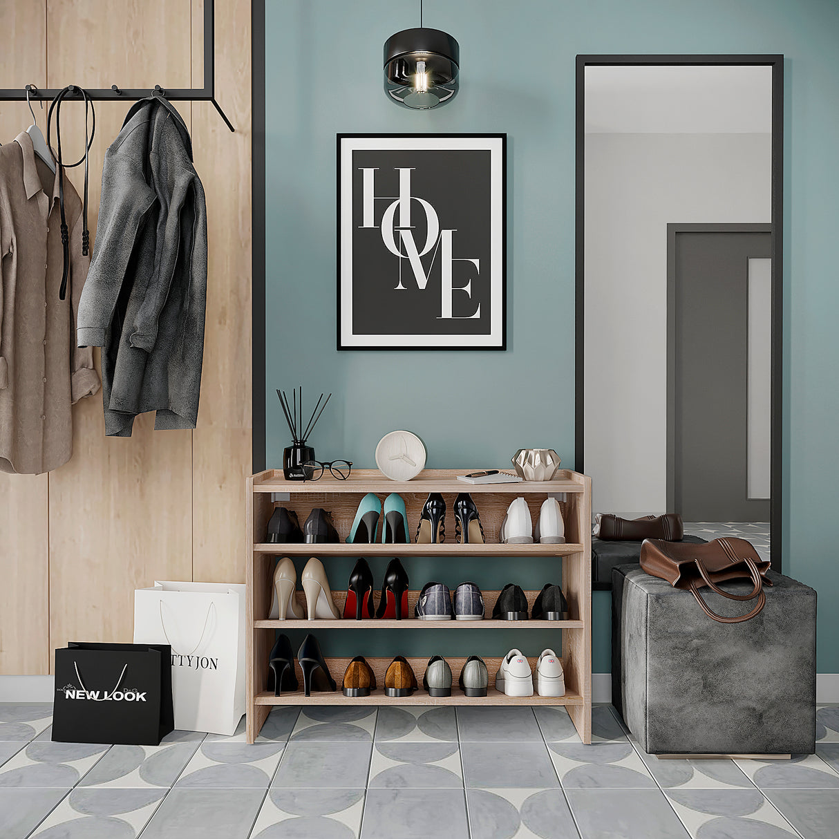 KOMTO Schuhregal Schmal mit 3 Ebenen | Elexis 3