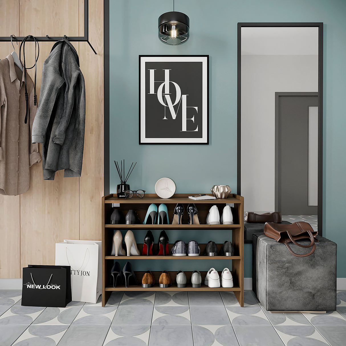 KOMTO Schuhregal Schmal mit 3 Ebenen | Elexis 3