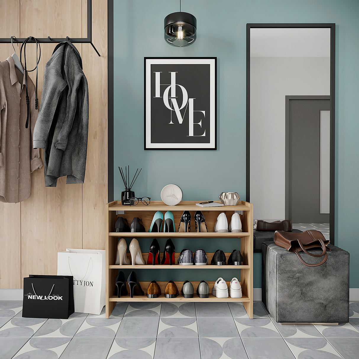 KOMTO Schuhregal Schmal mit 3 Ebenen | Elexis 3