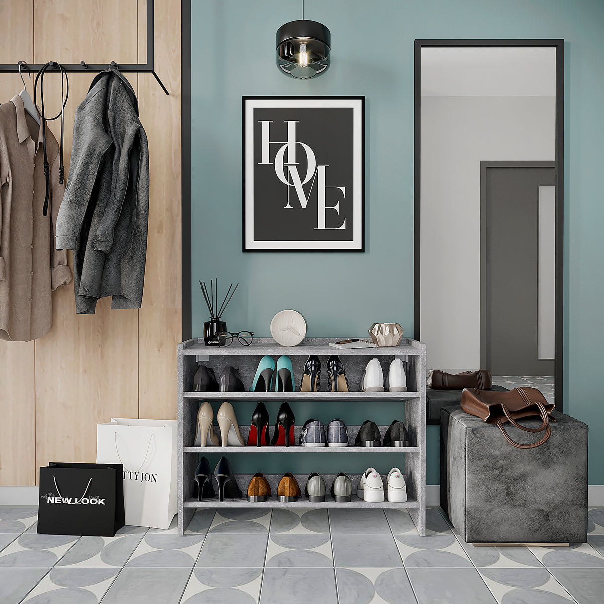 KOMTO Schuhregal Schmal mit 3 Ebenen | Elexis 3