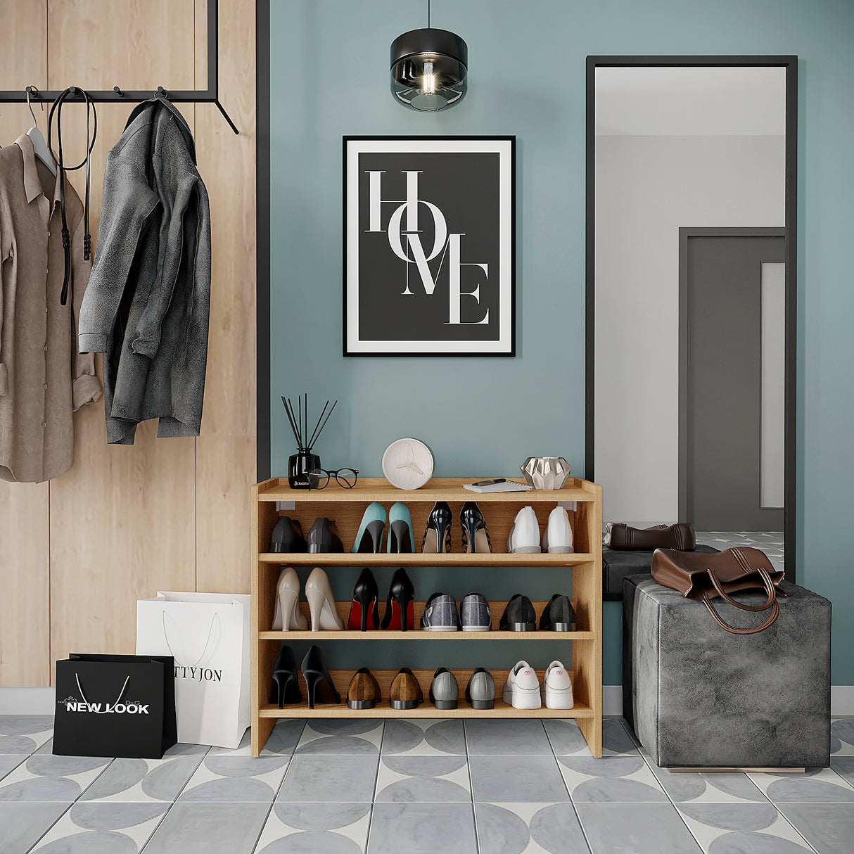 KOMTO Schuhregal Schmal mit 3 Ebenen | Elexis 3