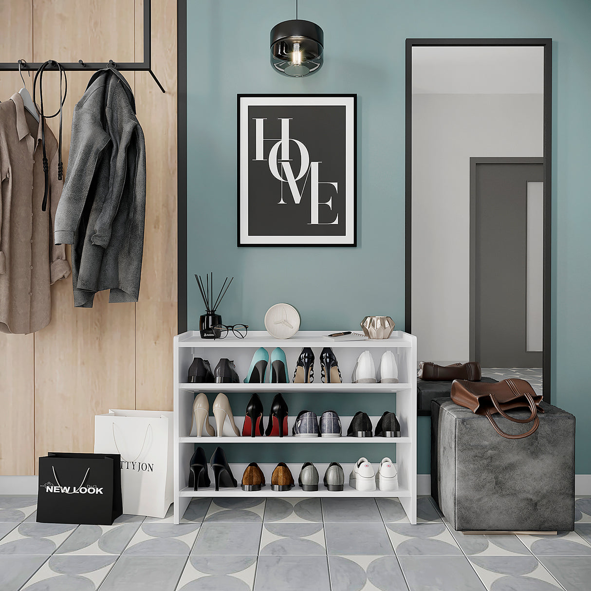 KOMTO Schuhregal Schmal mit 3 Ebenen | Elexis 3