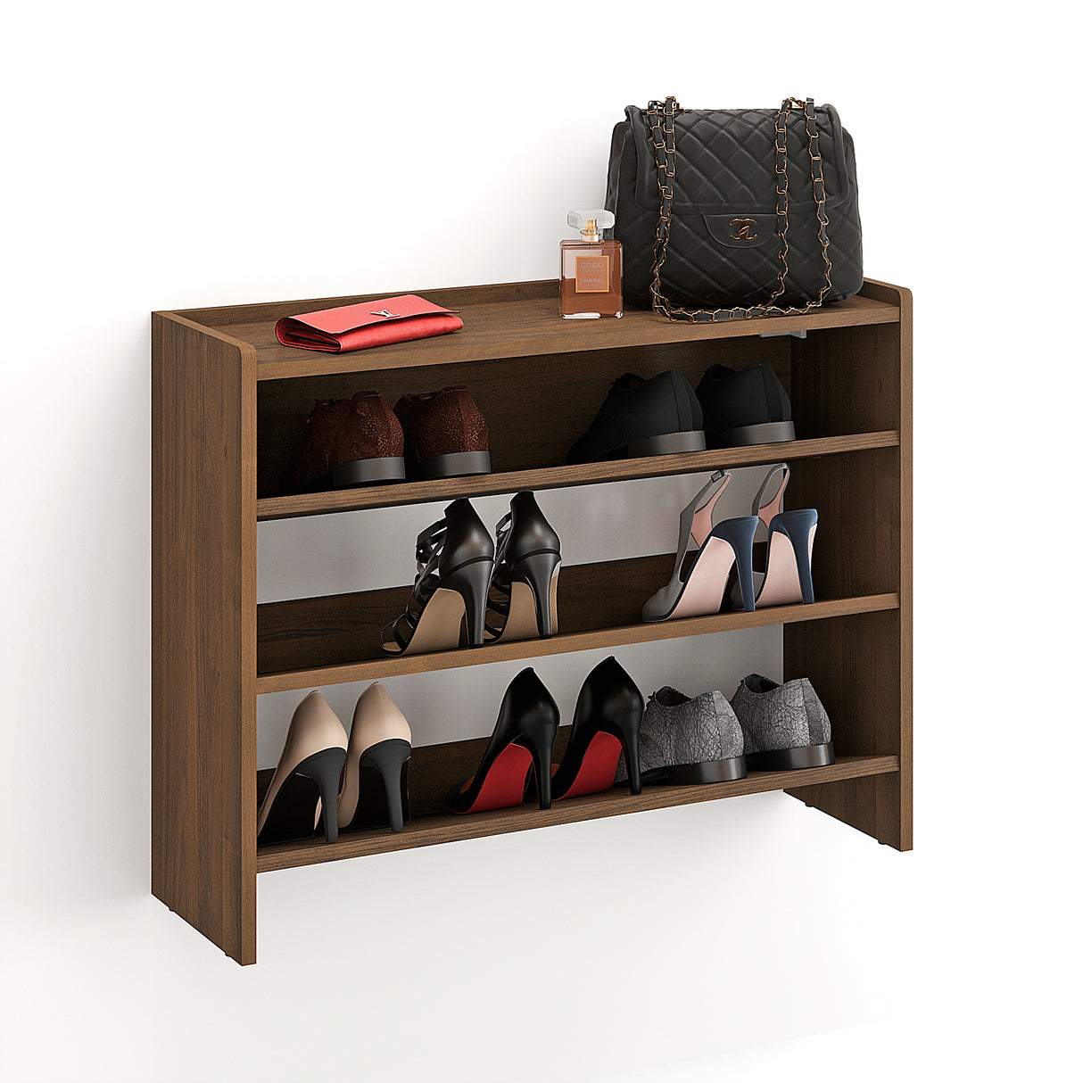 KOMTO Schuhregal Schmal mit 3 Ebenen | Elexis 3