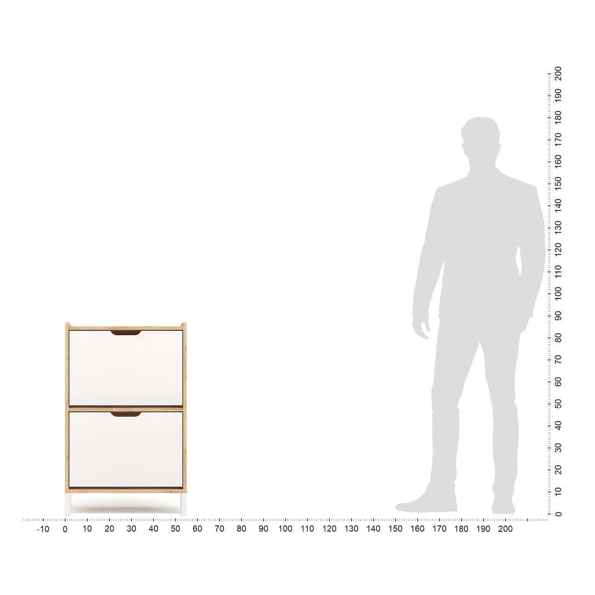 KOMTO Schuhschrank Schmal mit 2 Klappen | Madrid 2