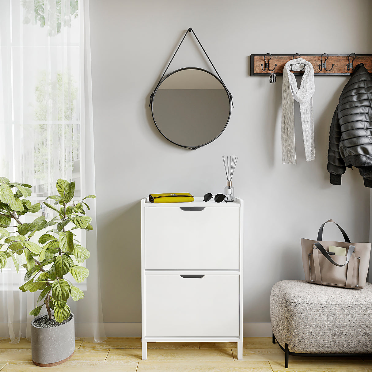 KOMTO Schuhschrank Schmal mit 2 Klappen | Madrid 2