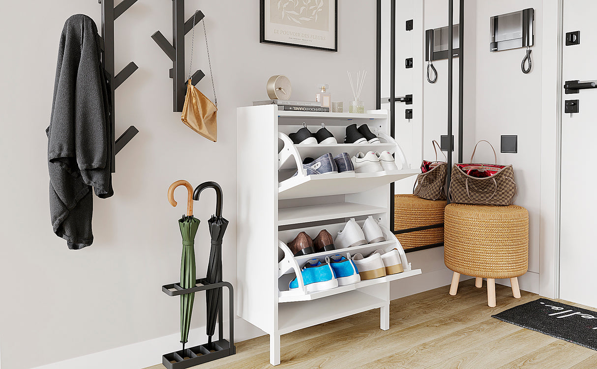 KOMTO Schuhschrank Schmal mit 2 Klappen | Madrid 2