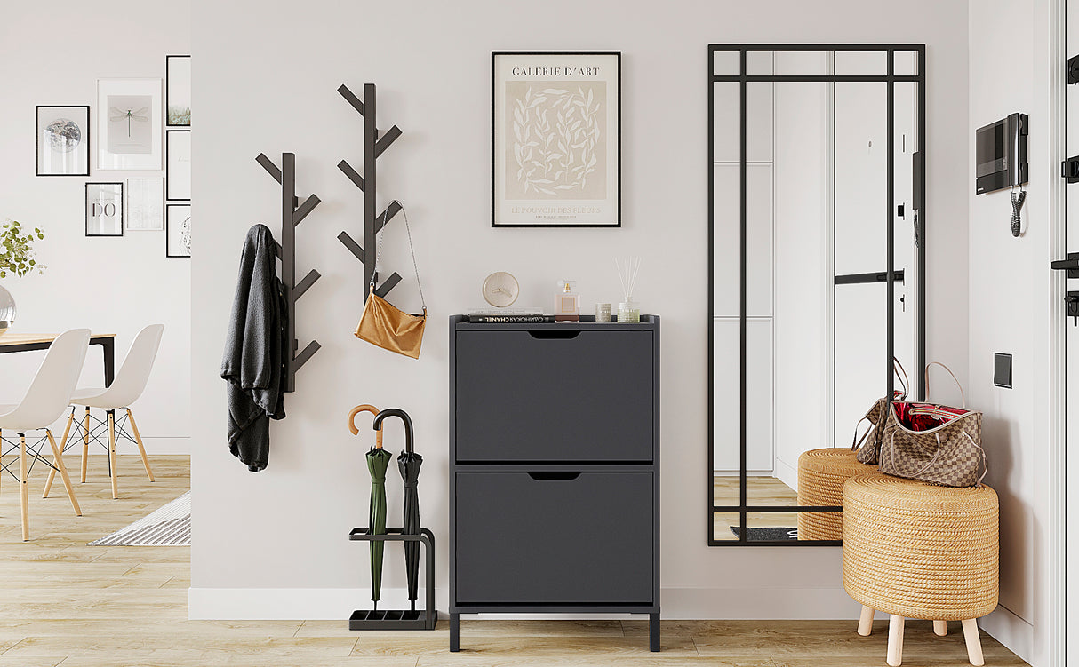 KOMTO Schuhschrank Schmal mit 2 Klappen | Madrid 2