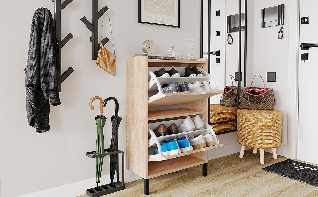 KOMTO Schuhschrank Schmal mit 2 Klappen | Madrid 2