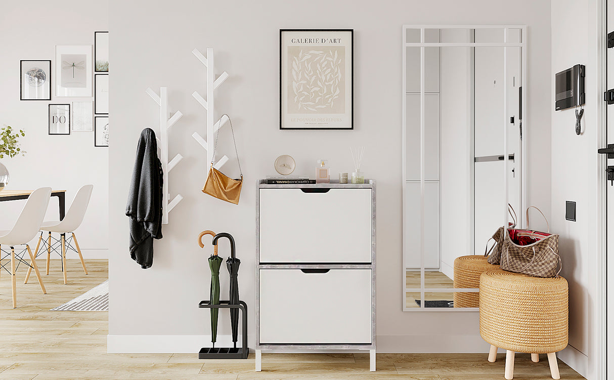 KOMTO Schuhschrank Schmal mit 2 Klappen | Madrid 2