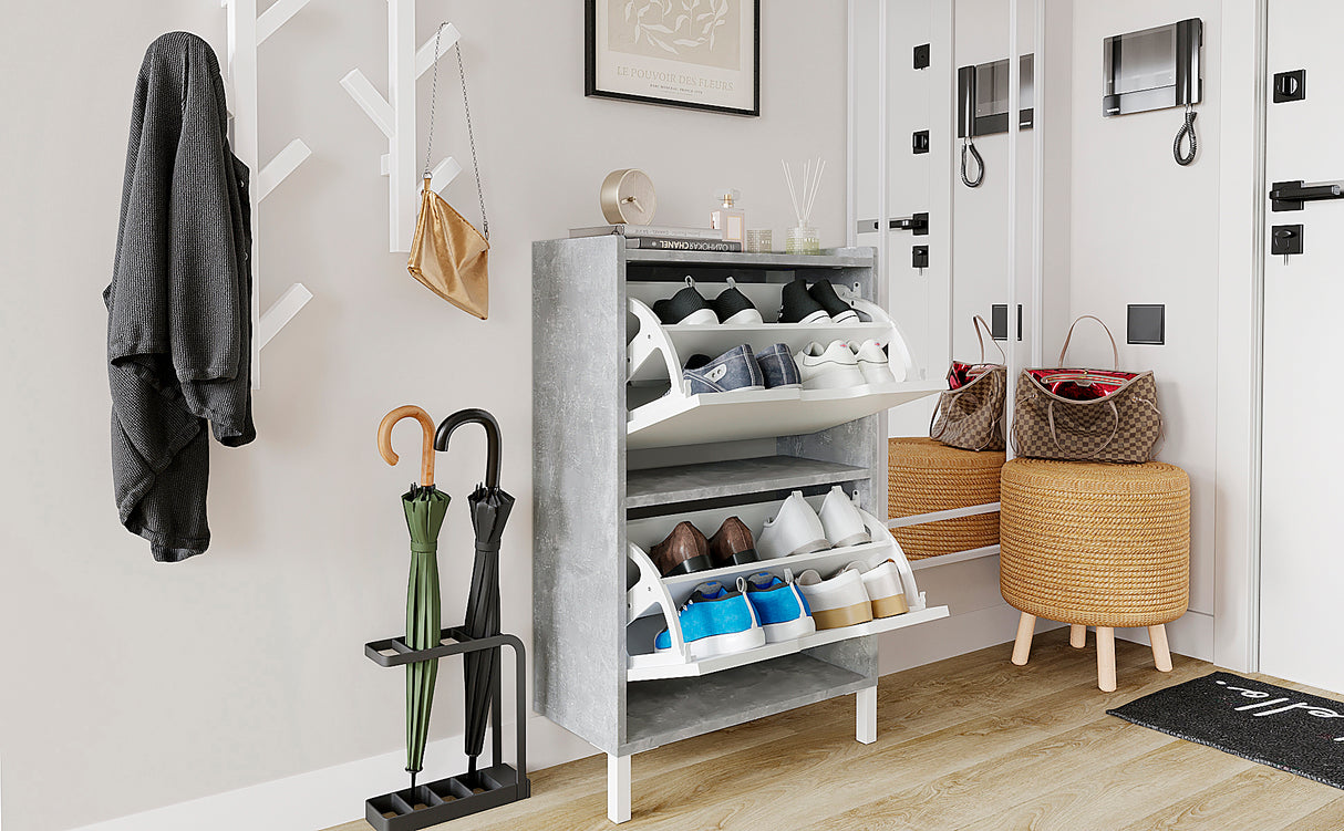 KOMTO Schuhschrank Schmal mit 2 Klappen | Madrid 2