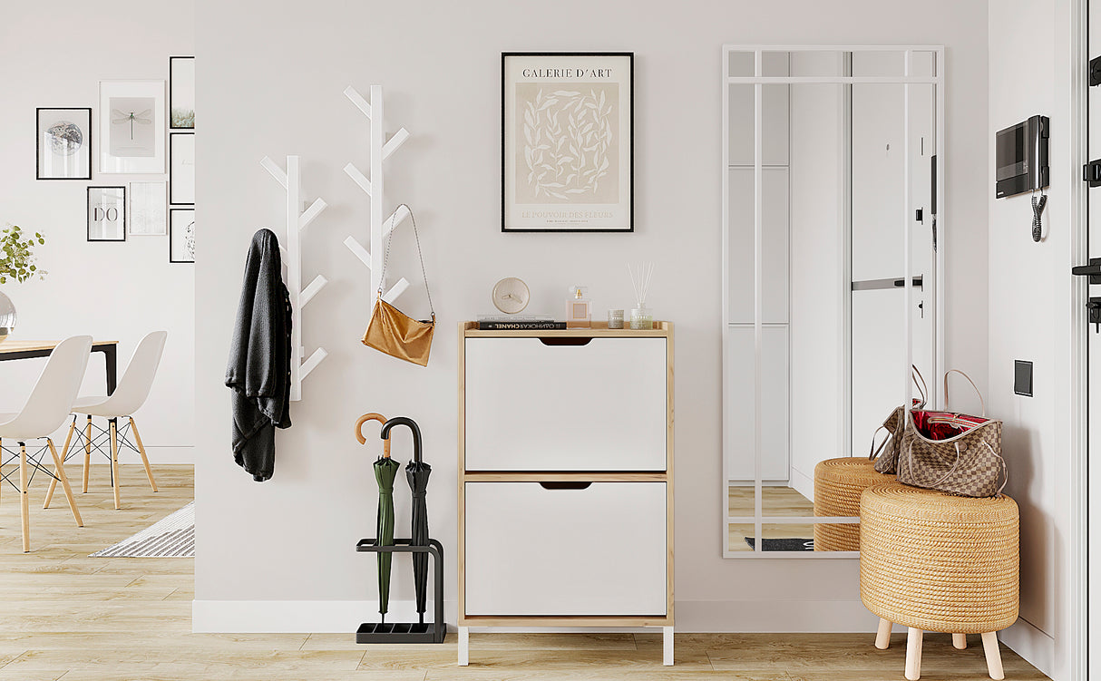 KOMTO Schuhschrank Schmal mit 2 Klappen | Madrid 2